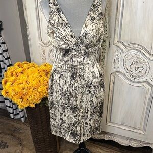 B. Darlin Elegant Black and White Women's Sleeveless Deep V Neck Dress